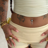 Blue Butterfly Gold Titanium Dangling Belly Bar - ILLUSIVE JEWELS