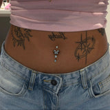 Blue Butterfly Gold Titanium Dangling Belly Bar - ILLUSIVE JEWELS