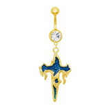 Blue Devil Cross Belly Bar - ILLUSIVE JEWELS