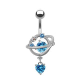Blue Planet Belly Bar - Silver - ILLUSIVE JEWELS