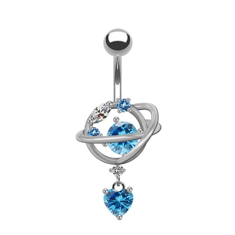 Blue Planet Belly Bar - Silver - ILLUSIVE JEWELS