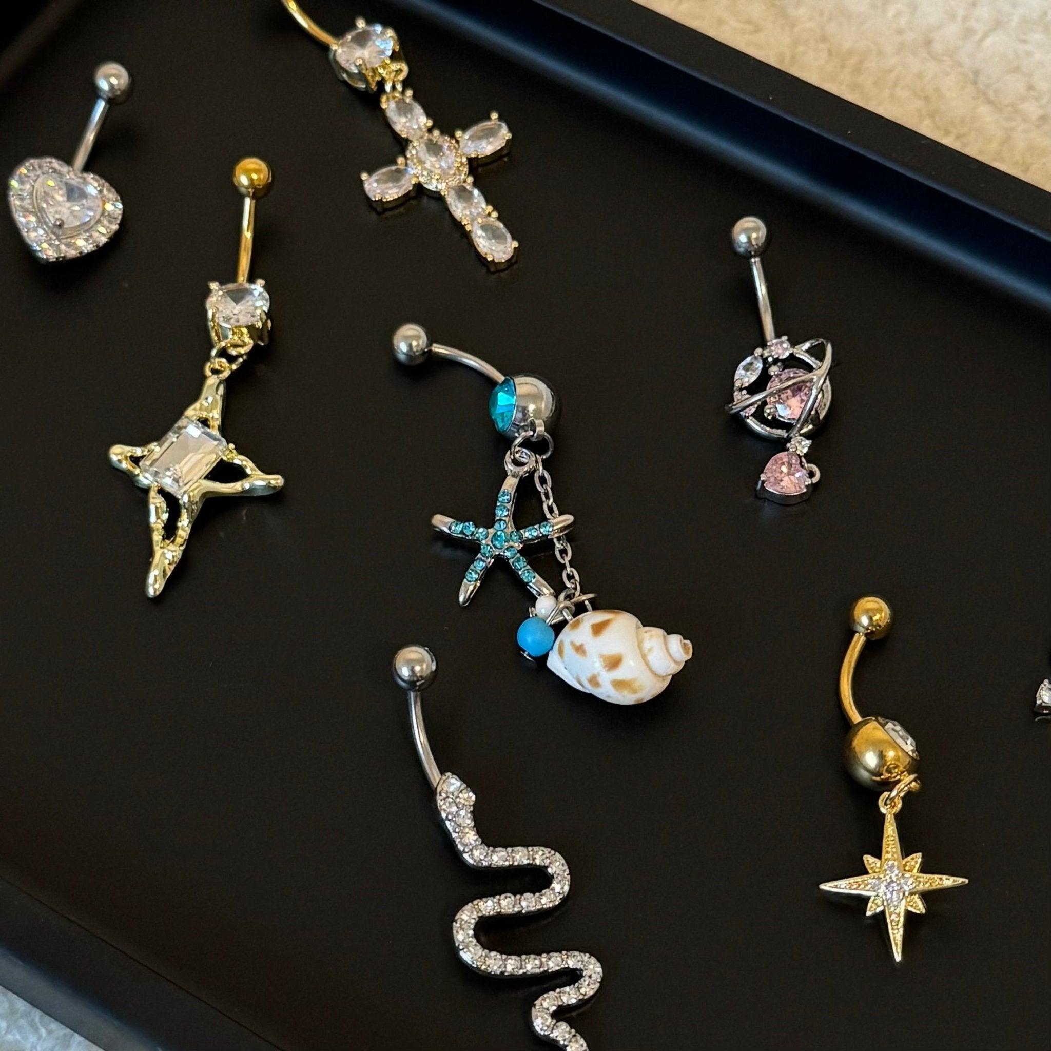 Blue Starfish Belly Bar - ILLUSIVE JEWELS