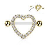 Gold Heart Nipple Bars