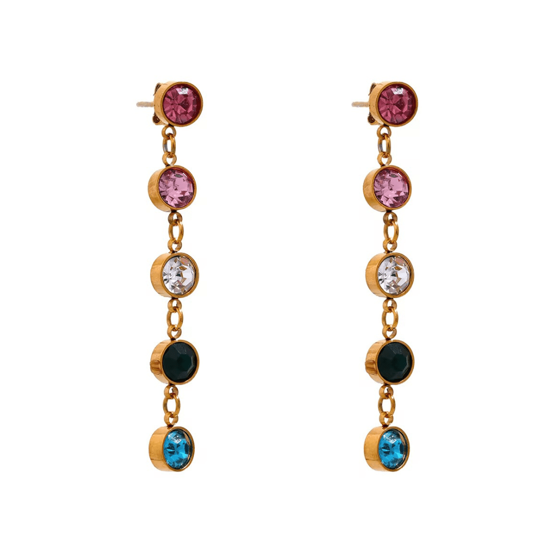 Clara Gold Colourful Earrings - ILLUSIVE JEWELS
