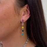 Clara Silver Colourful Earrings - ILLUSIVE JEWELS