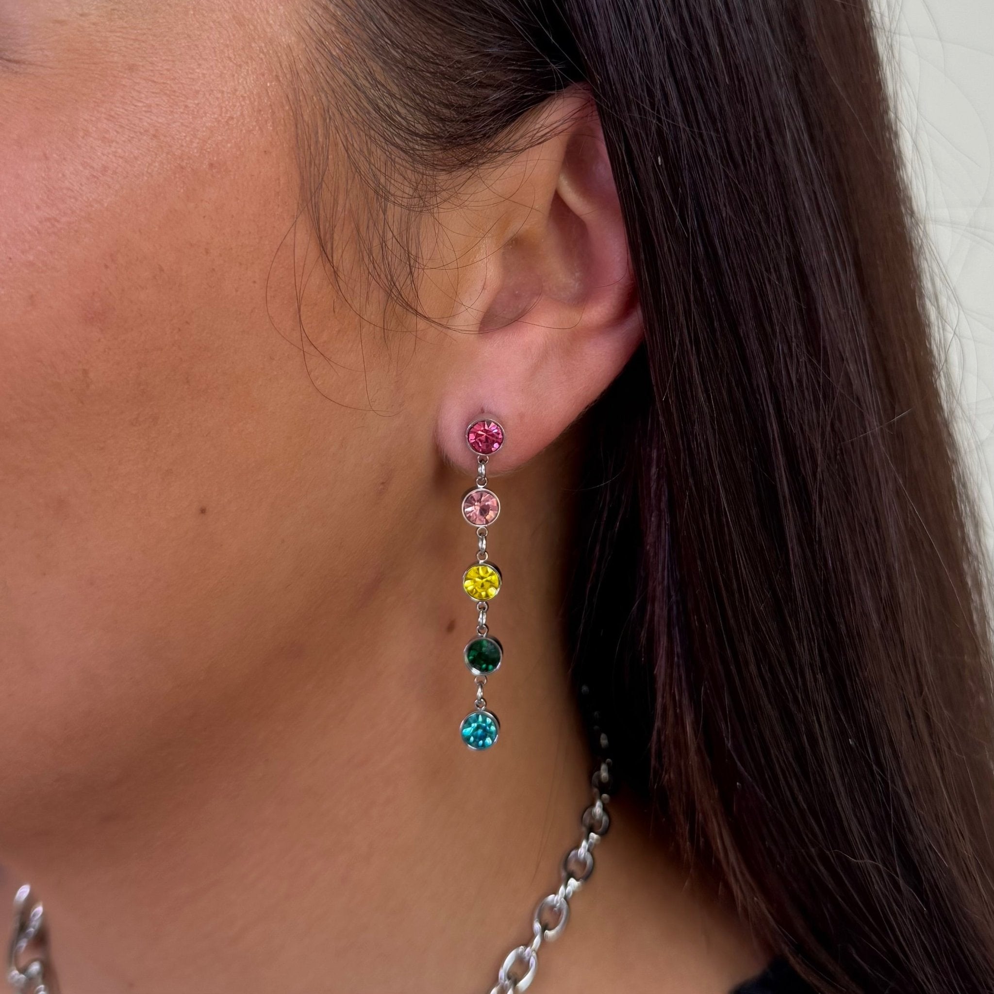 Clara Silver Colourful Earrings - ILLUSIVE JEWELS