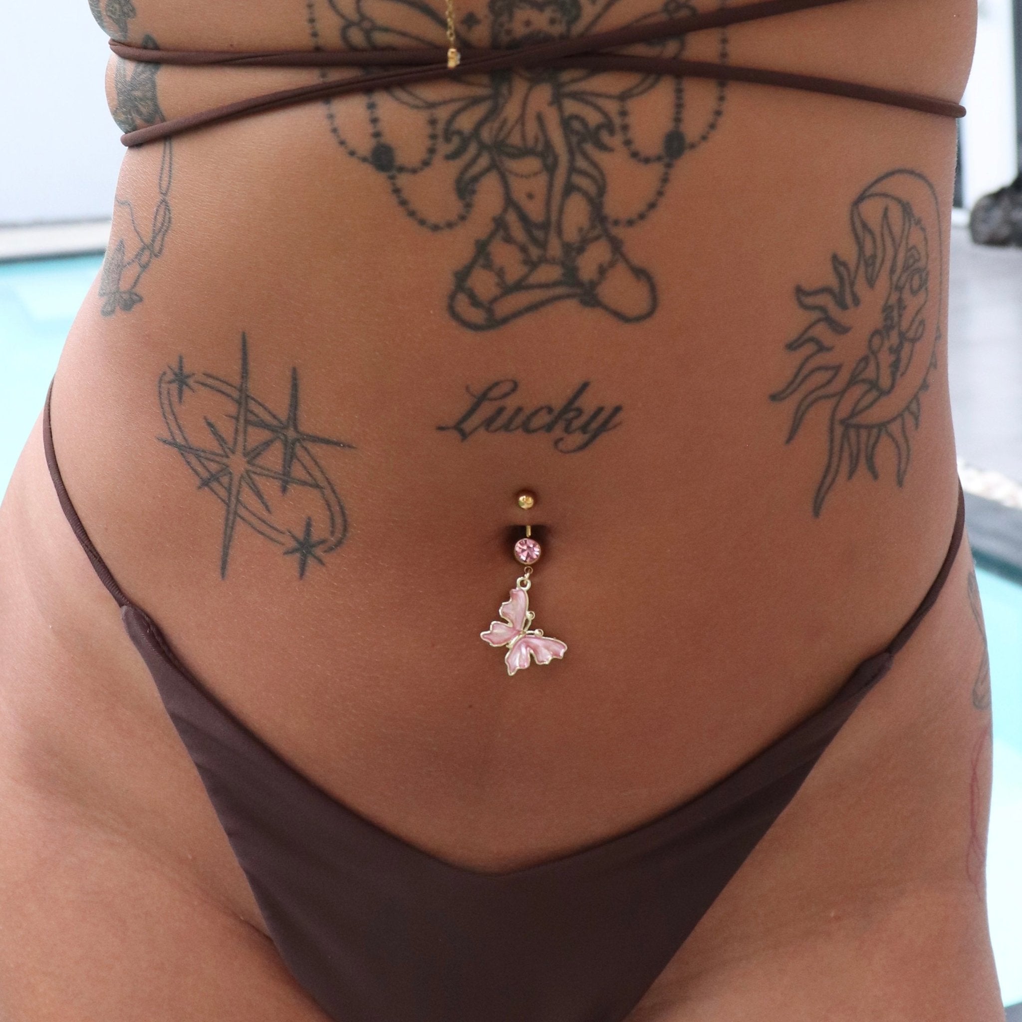 Coral Butterfly Belly Bar - ILLUSIVE JEWELS