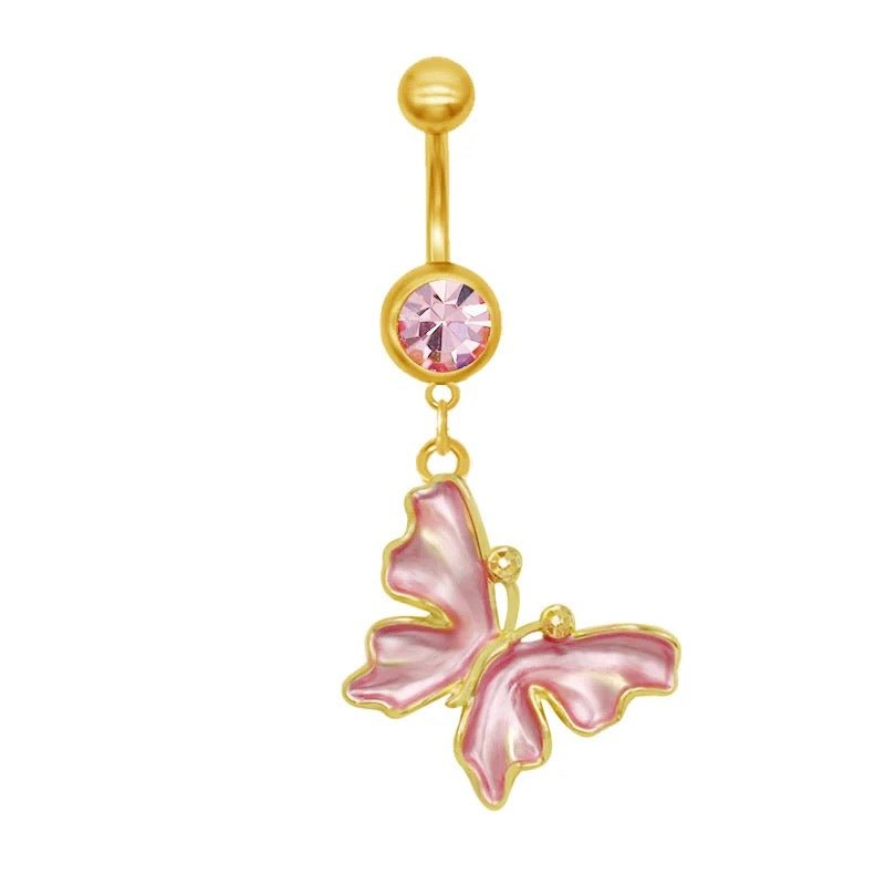 Coral Butterfly Belly Bar - ILLUSIVE JEWELS
