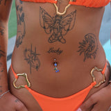 Dangling Blue Cherry Belly Bar - ILLUSIVE JEWELS