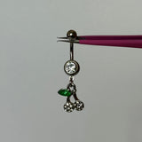 Dangling Silver Cherry Belly Bar - ILLUSIVE JEWELS