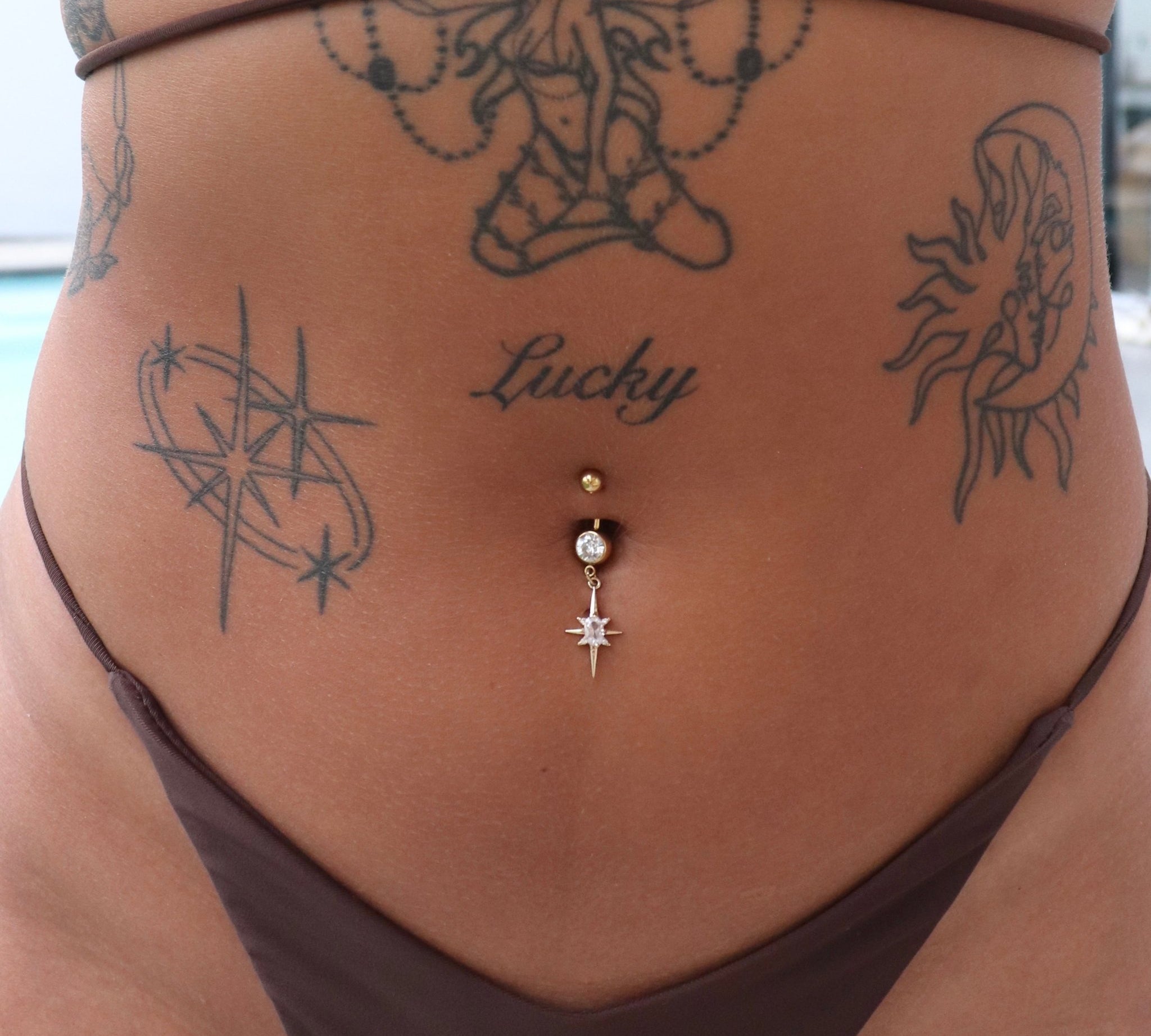 Diamanté Shooting Star Belly Bar - ILLUSIVE JEWELS