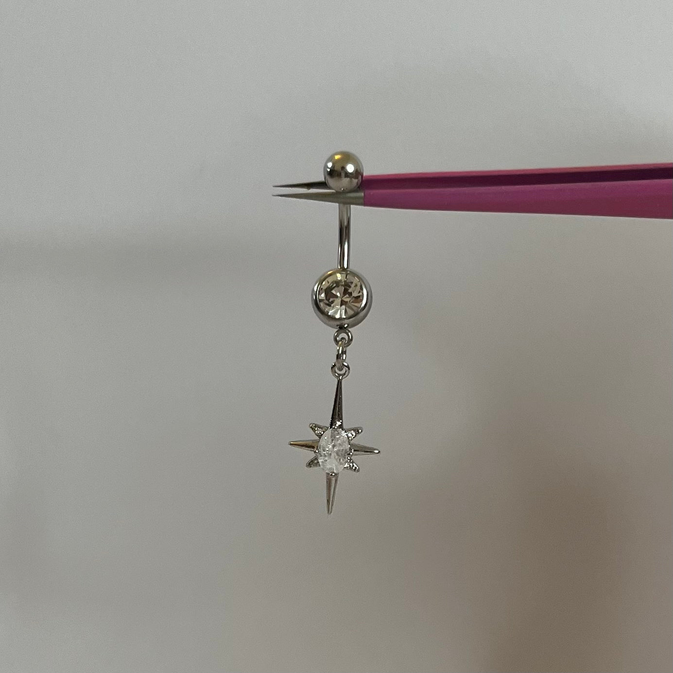 Diamanté Shooting Star Belly Bar - Silver - ILLUSIVE JEWELS