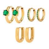 Emerald Huggie Earring Stack - ILLUSIVE JEWELS