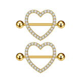 Gold Heart Nipple Bars
