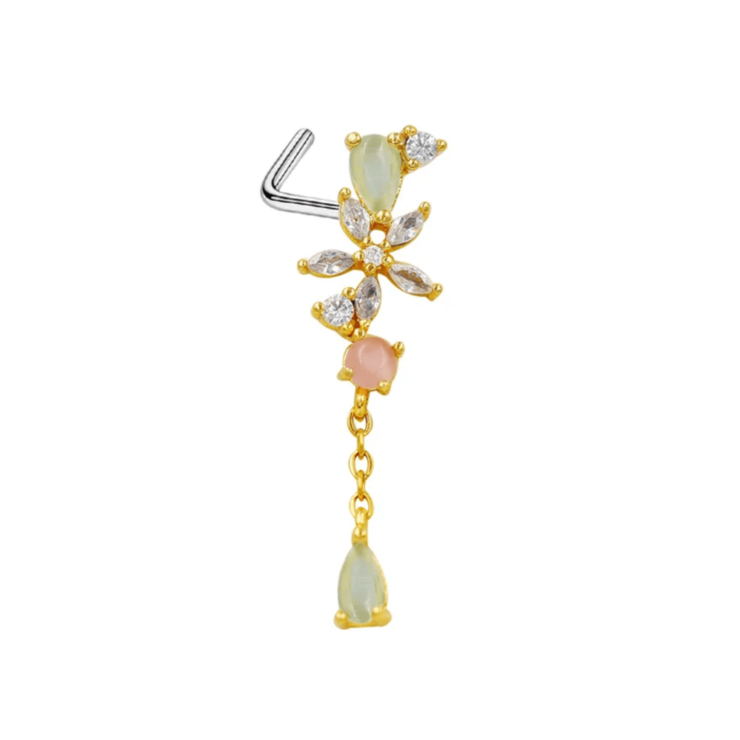 Flower Dangling Nose Stud - ILLUSIVE JEWELS