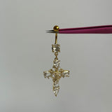 Gold 3D Cross Belly Bar - ILLUSIVE JEWELS