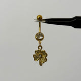 Gold 4 Leaf Clover Belly Bar - ILLUSIVE JEWELS