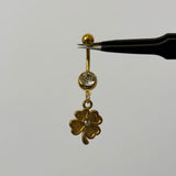 Gold 4 Leaf Clover Belly Bar - ILLUSIVE JEWELS