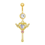 Gold Angel Key Belly Bar - ILLUSIVE JEWELS