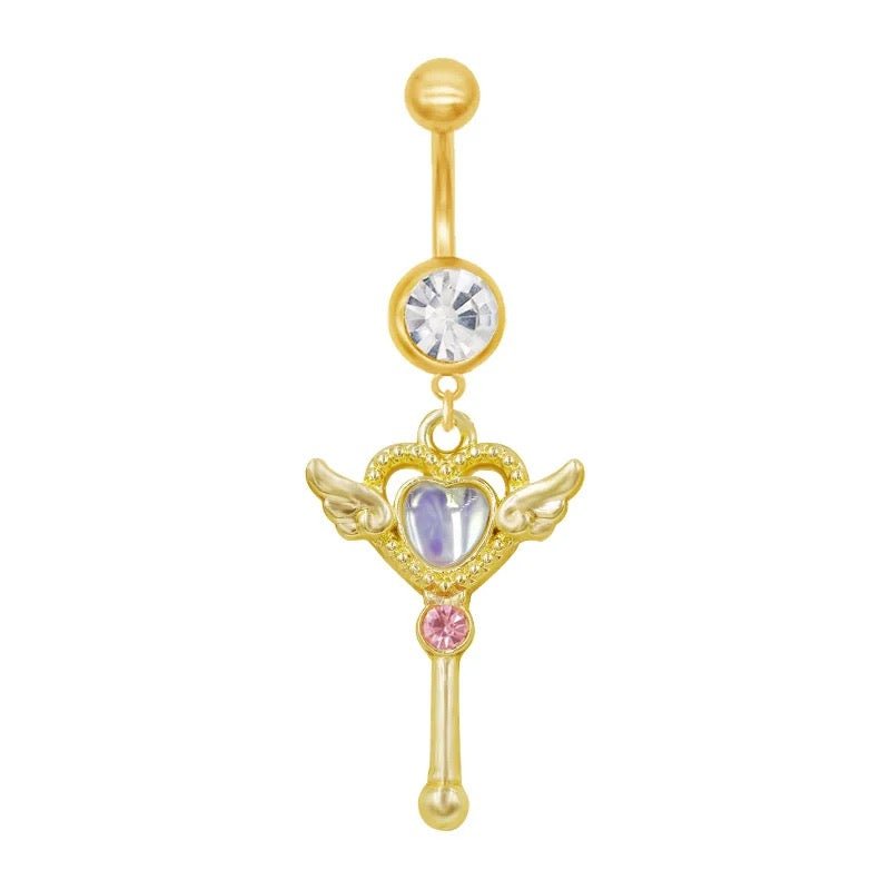 Gold Angel Key Belly Bar - ILLUSIVE JEWELS