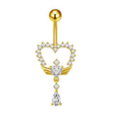 Gold Big Heart Belly Bar - ILLUSIVE JEWELS
