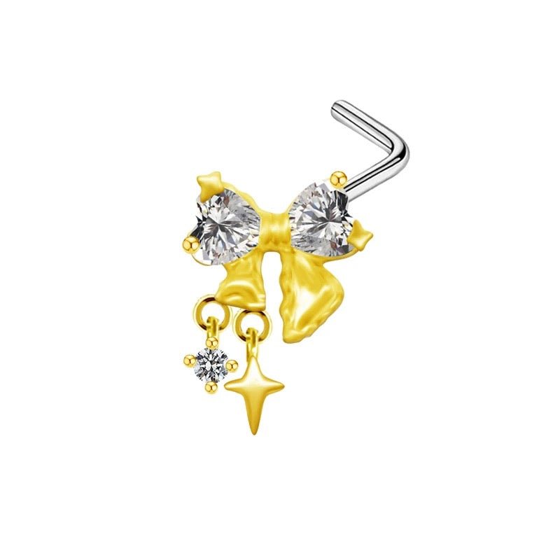 Gold Bow Nose Stud - ILLUSIVE JEWELS