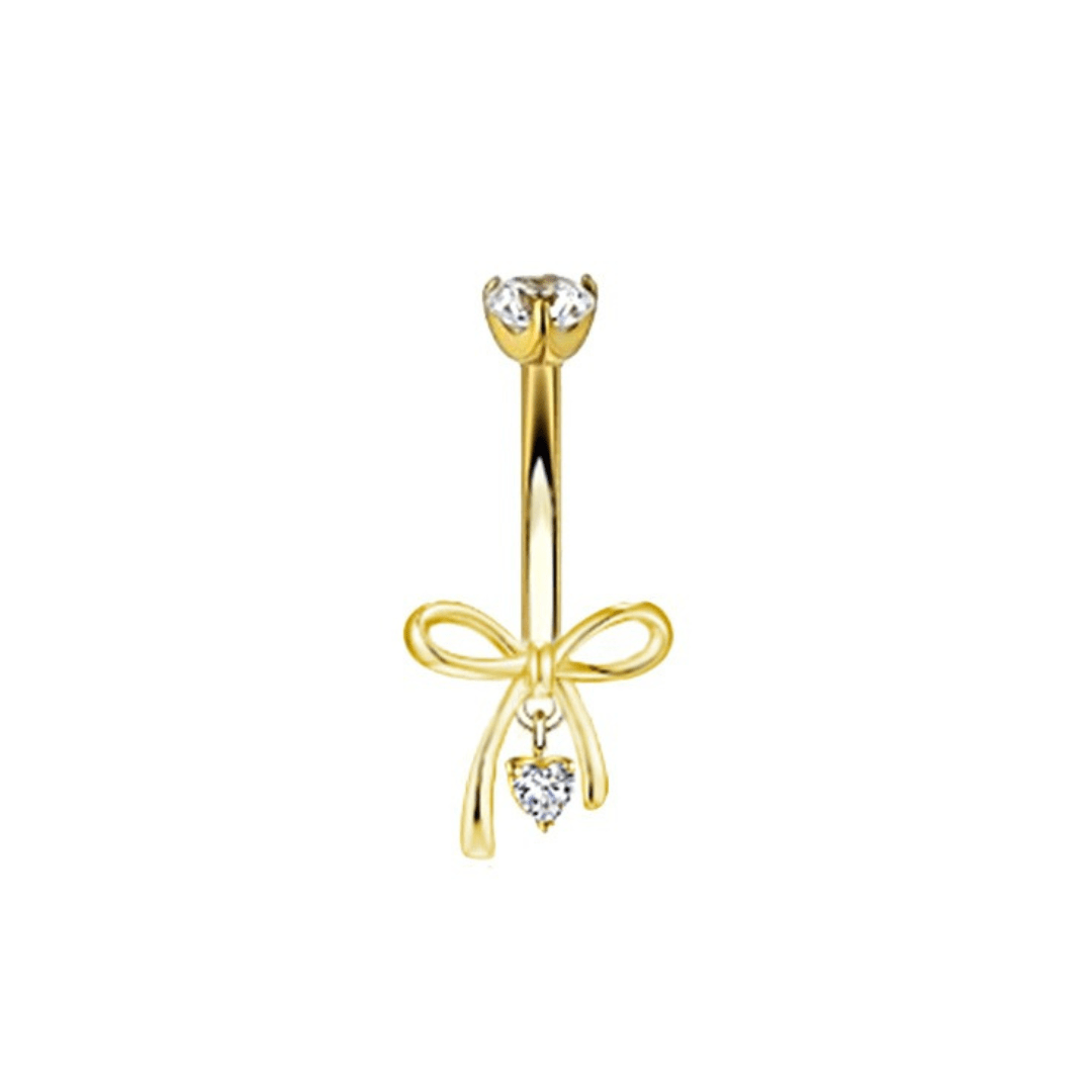 Gold Bow Titanium Belly Bar - ILLUSIVE JEWELS