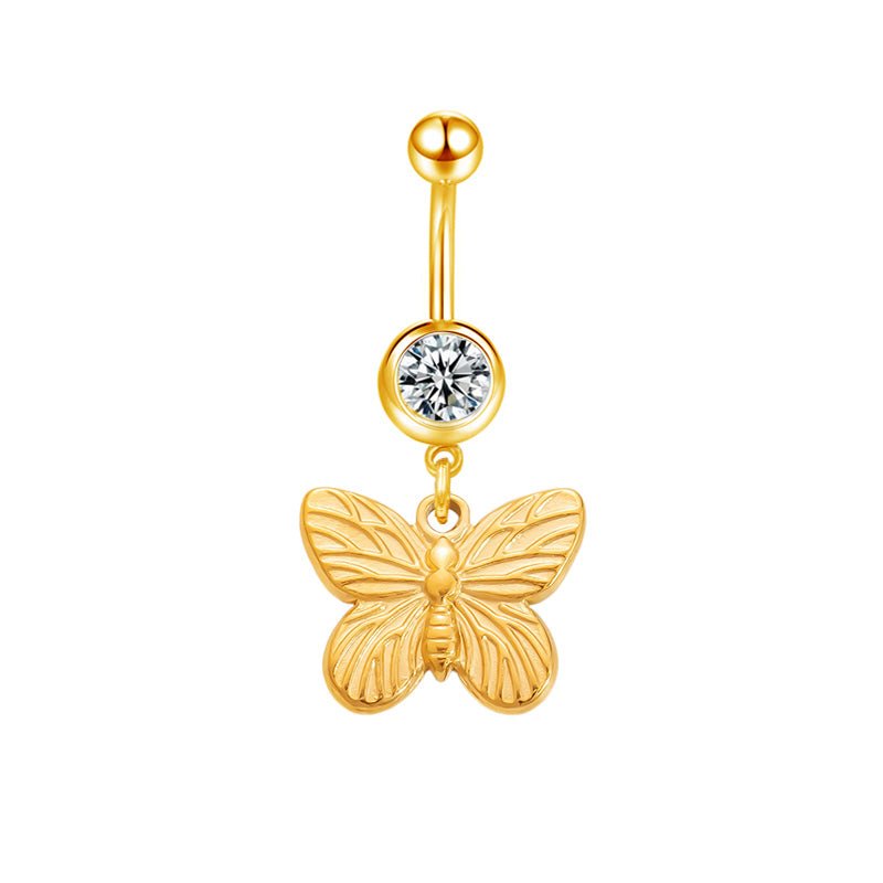 Gold Butterfly Belly Bar - ILLUSIVE JEWELS