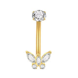 Gold Butterfly Titanium Belly Bar - ILLUSIVE JEWELS