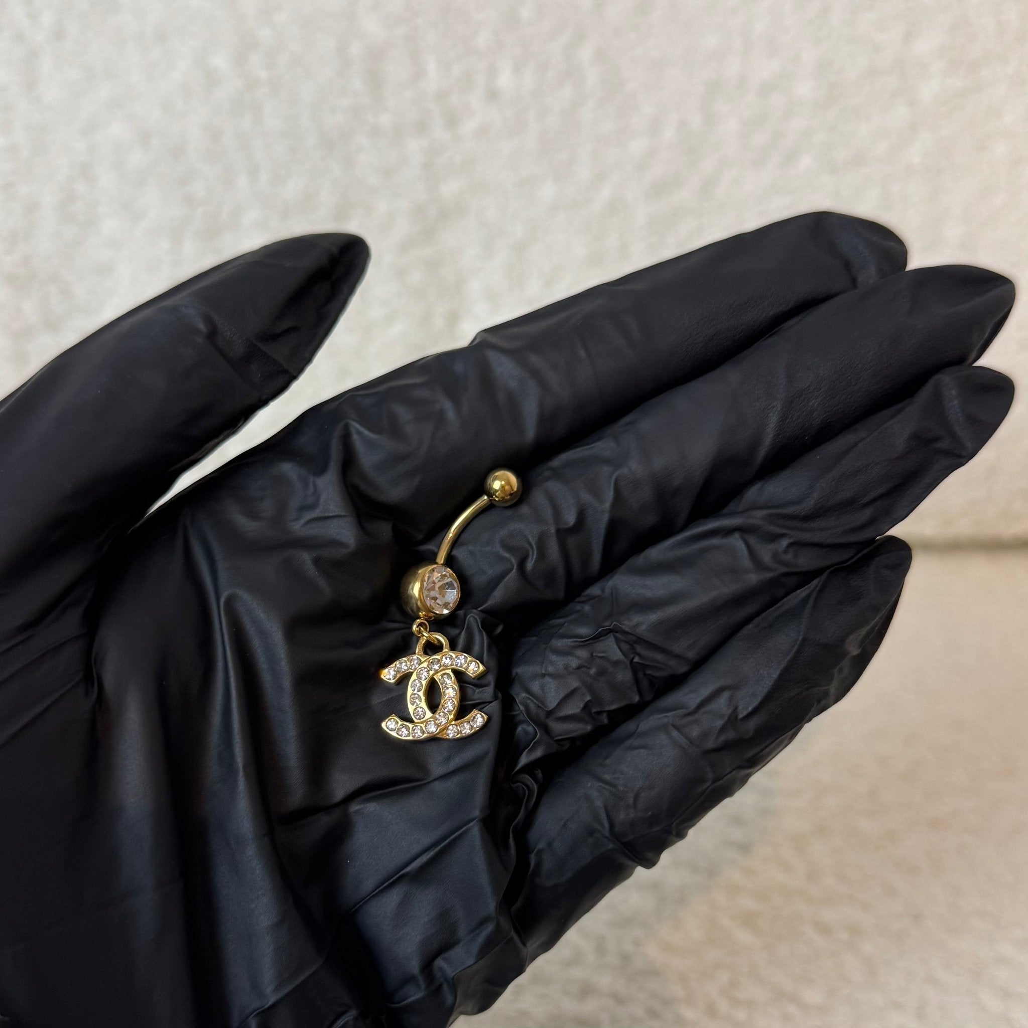 Gold C Belly Bar - ILLUSIVE JEWELS