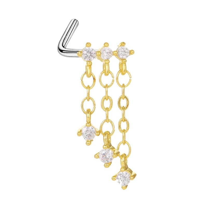 Gold Chain Dangling Nose Stud - ILLUSIVE JEWELS