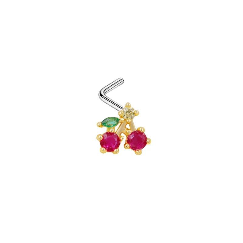 Gold Cherry Nose Stud - ILLUSIVE JEWELS