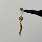 Gold Chilli Belly Bar - ILLUSIVE JEWELS