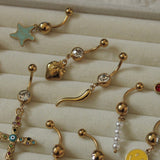 Gold Chilli Belly Bar - ILLUSIVE JEWELS