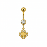 Gold Clover Belly Bar - ILLUSIVE JEWELS