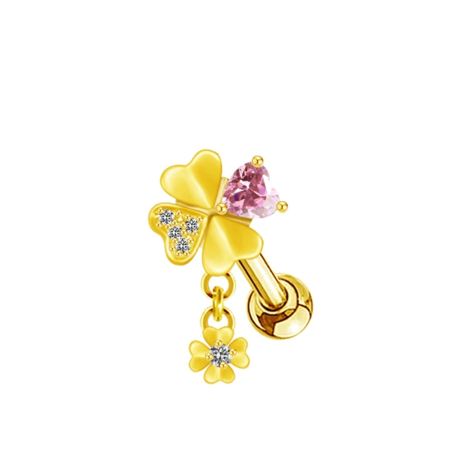 Gold Clover Helix Piercing - ILLUSIVE JEWELS