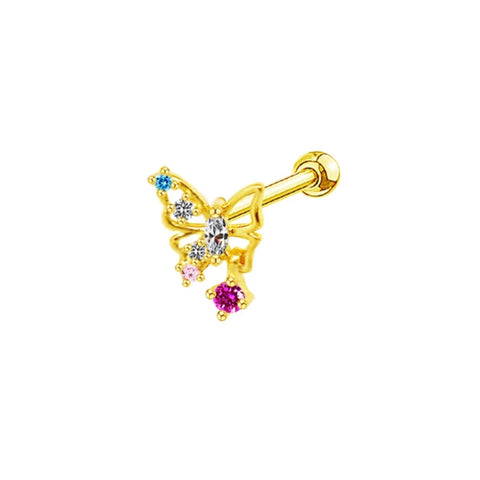 Gold Colourful Butterfly Helix Piercing - ILLUSIVE JEWELS