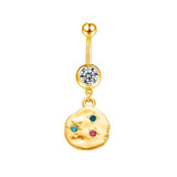 Gold Colourful Pendant Belly Bar - ILLUSIVE JEWELS