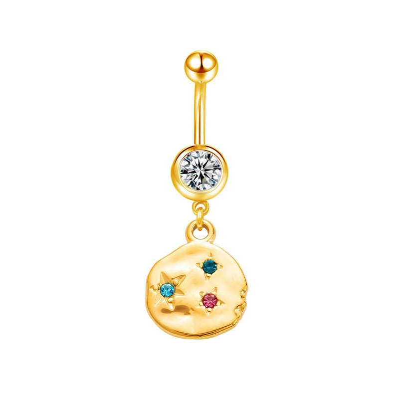Gold Colourful Pendant Belly Bar - ILLUSIVE JEWELS