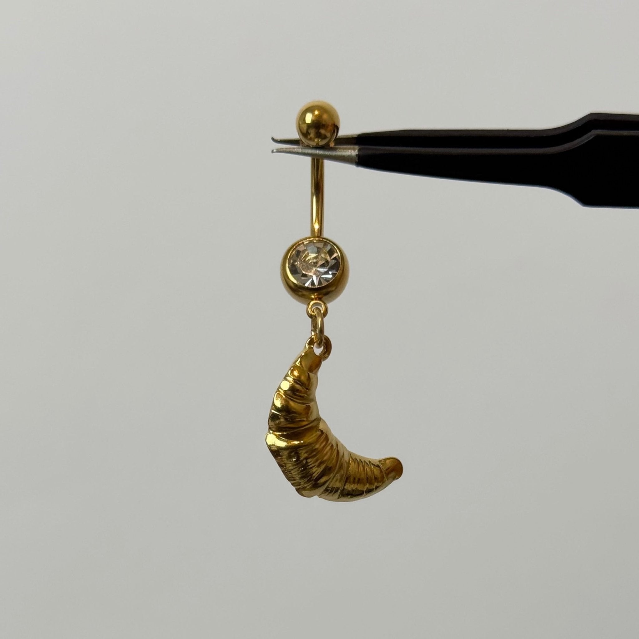 Gold Croissant Belly Bar - ILLUSIVE JEWELS