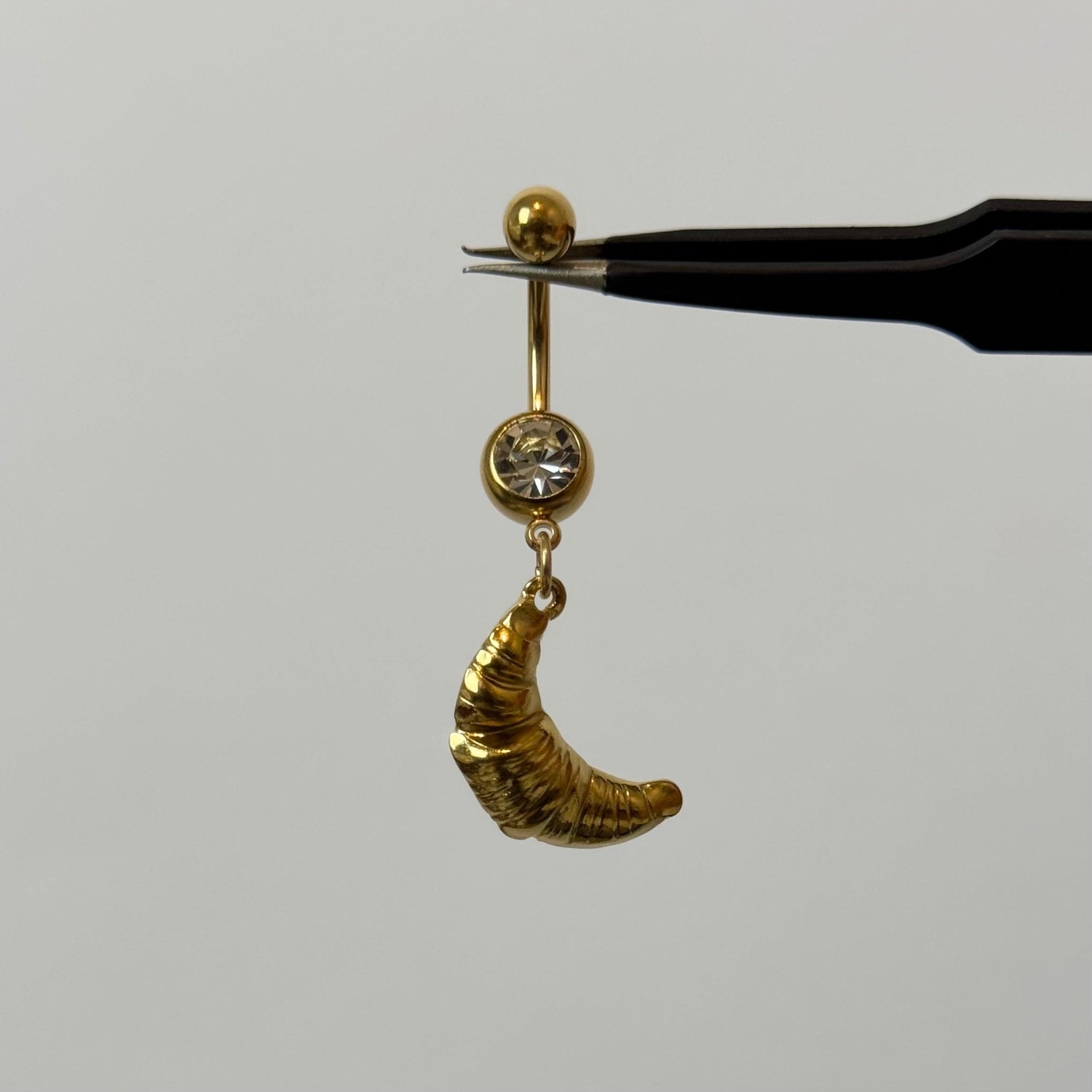 Gold Croissant Belly Bar - ILLUSIVE JEWELS