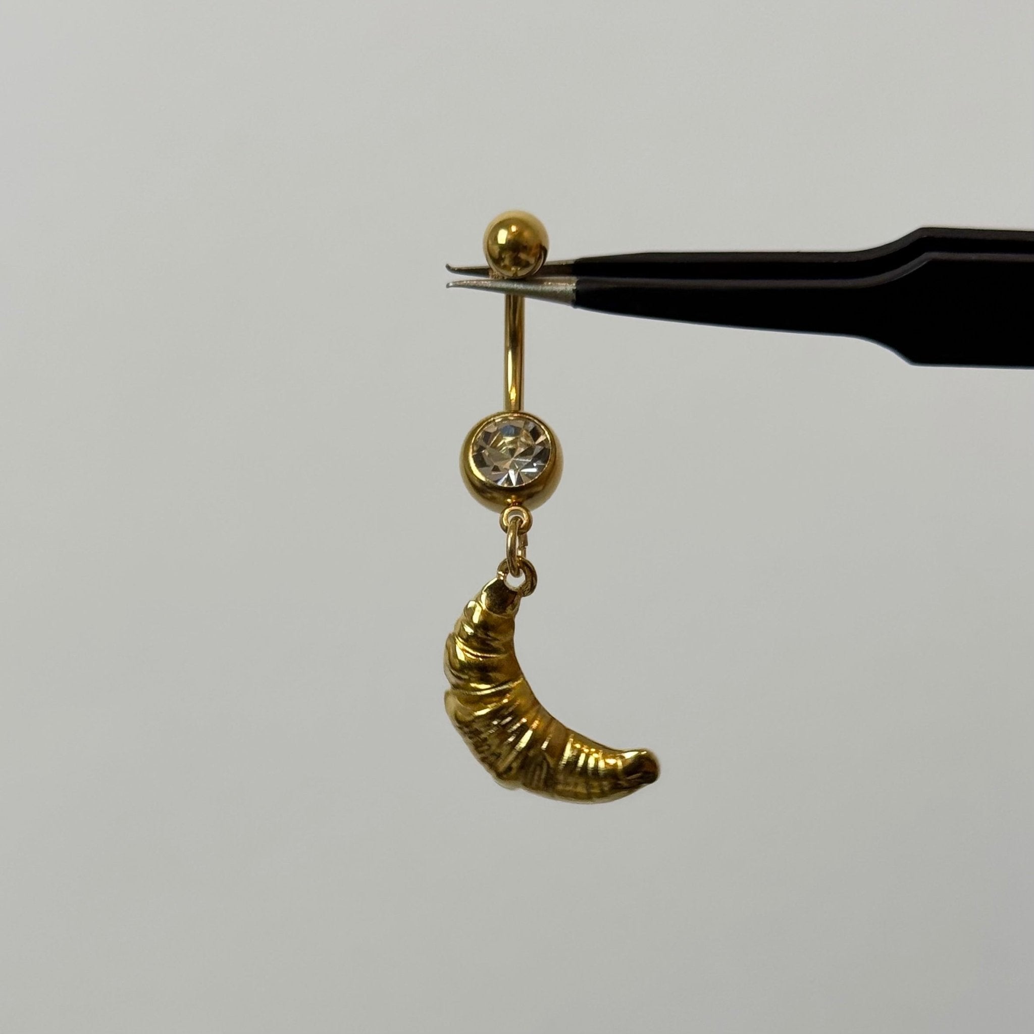 Gold Croissant Belly Bar - ILLUSIVE JEWELS