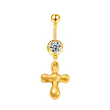 Gold Cross Belly Bar - ILLUSIVE JEWELS