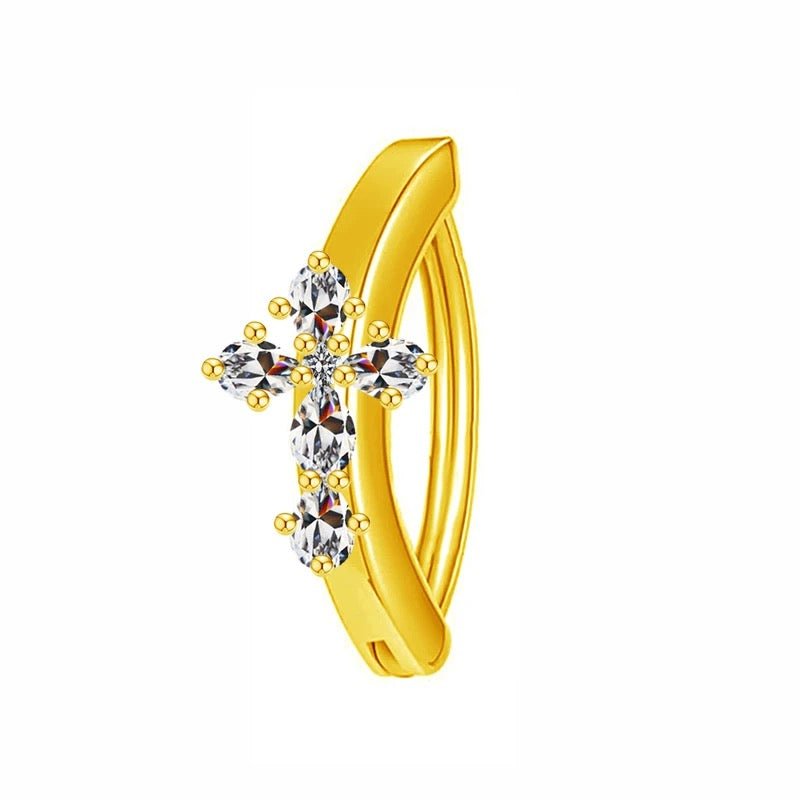 Gold Cross Belly Ring - ILLUSIVE JEWELS