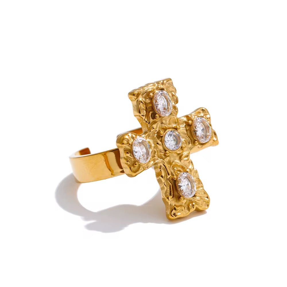 Gold Cross Ring - ILLUSIVE JEWELS