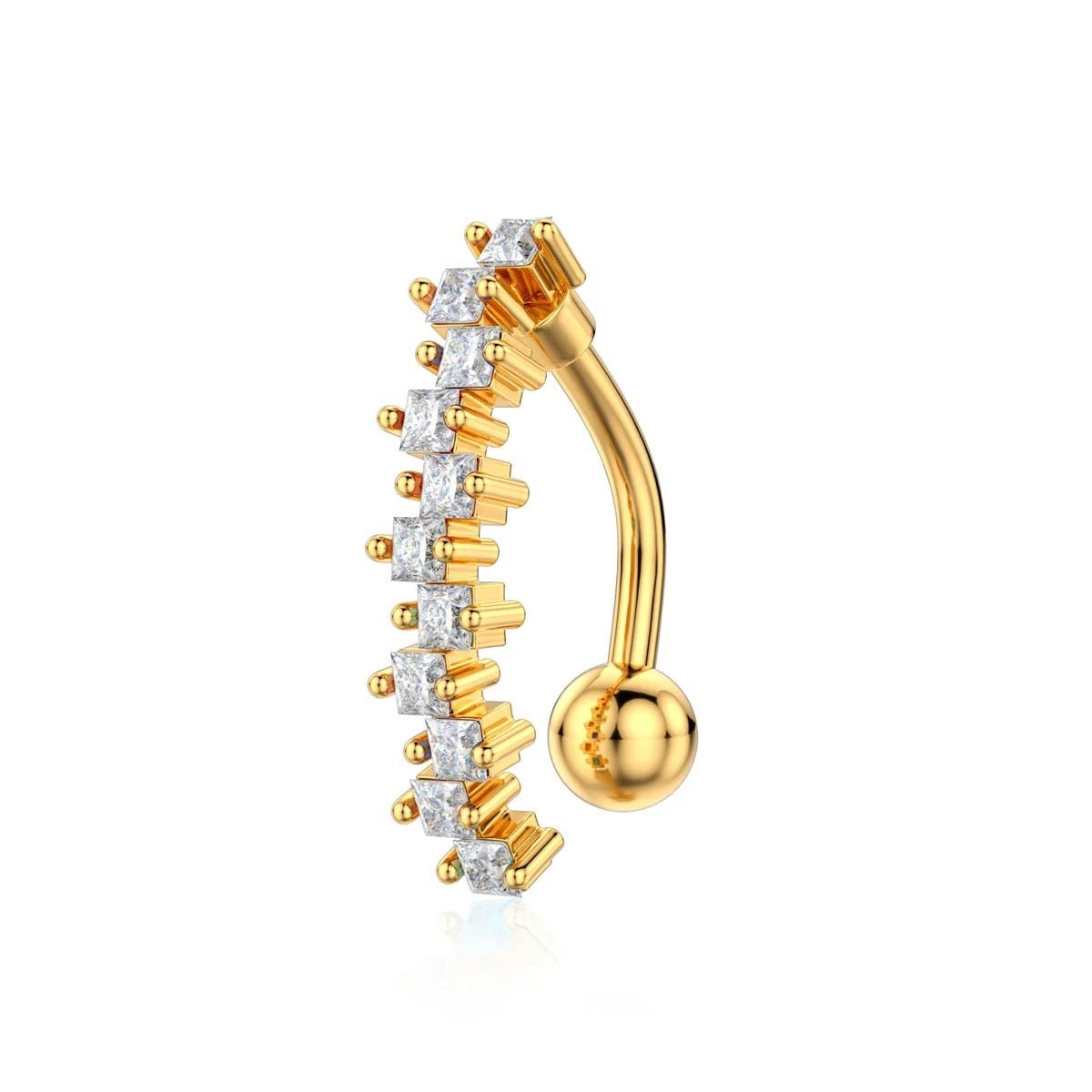 Gold Crystal Belly Bar - ILLUSIVE JEWELS