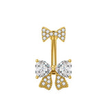 Gold CZ Bow Belly Bar - ILLUSIVE JEWELS