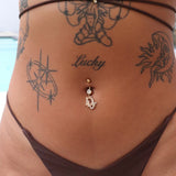 Gold D Belly Bar - ILLUSIVE JEWELS