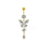 Gold Dangling Butterfly Belly Bar - ILLUSIVE JEWELS