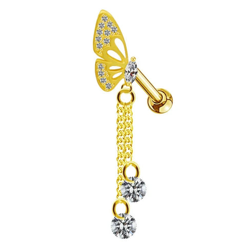 Gold Dangling Butterfly Helix Piercing - ILLUSIVE JEWELS